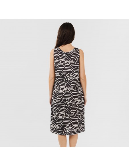 Vestido midi tirantes soft Guiomar beige negro Vestido midi tirantes soft Guiomar beige negro