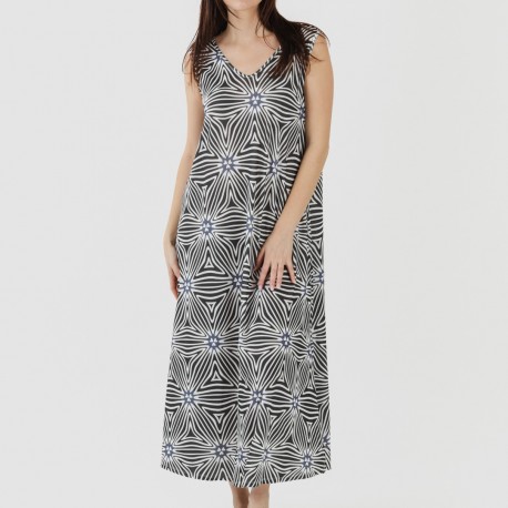 Vestido largo tirantes soft Naty beige - negro