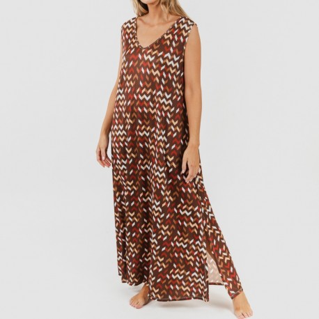 Vestido largo tirantes soft Andoni teja