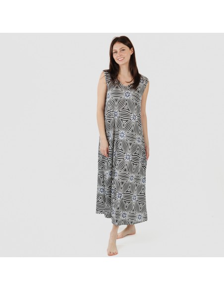 Vestido largo tirantes soft Naty beige - negro Vestido largo tirantes soft Naty beige - negro