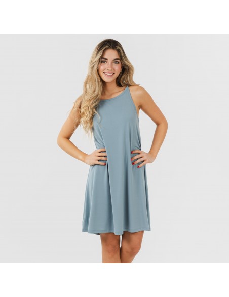 Vestido corto tirantes crepe liso Vestido corto tirantes crepe liso