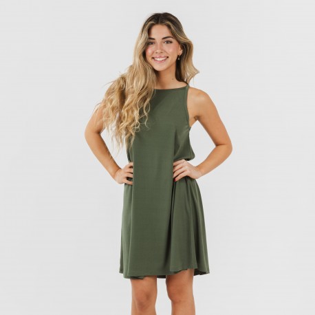 Vestido corto tirantes crepe liso vestidos-y-blusones-mujer