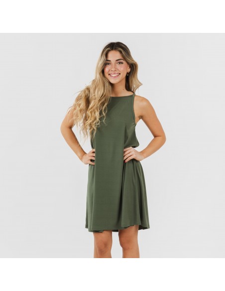 Vestido corto tirantes crepe liso Vestido corto tirantes crepe liso
