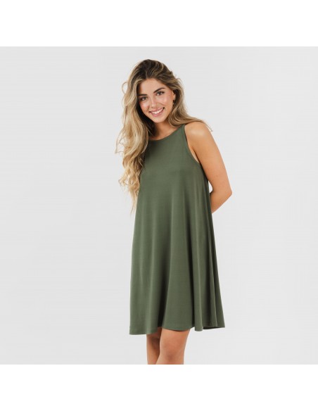 Vestido corto tirantes crepe liso Vestido corto tirantes crepe liso