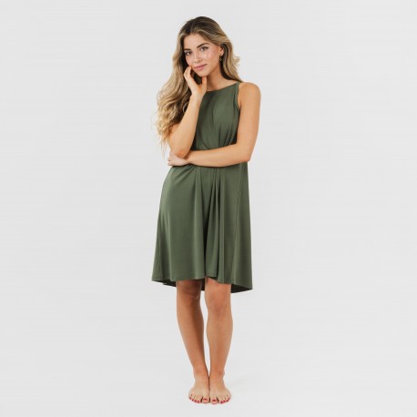 Vestido corto tirantes crepe liso