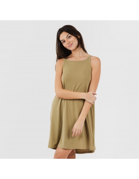 Vestido corto tirantes crepe liso Vestido corto tirantes crepe liso