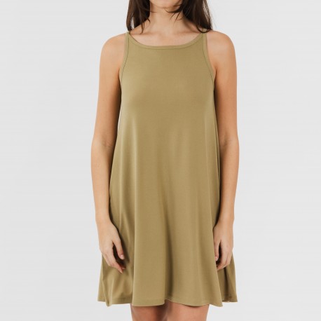 Vestido corto tirantes crepe liso