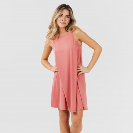 Vestido corto tirantes crepe liso