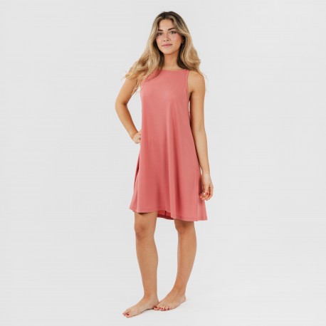 Vestido corto tirantes crepe liso