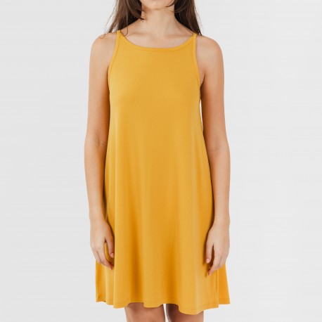 Vestido corto tirantes crepe liso