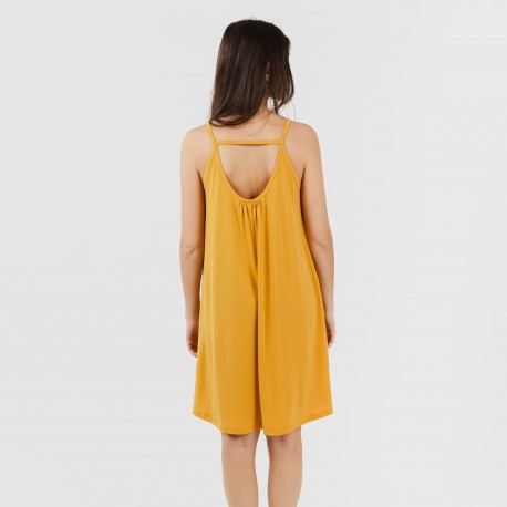 Vestido corto tirantes crepe liso