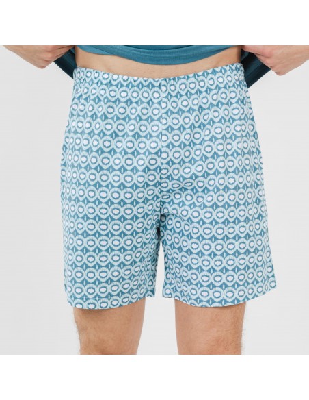 Pijama corto algodón hombre Galieni verde azulado Pijama corto algodón hombre Galieni verde azulado