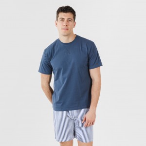 Pijama corto algodón hombre Darryl azul marino