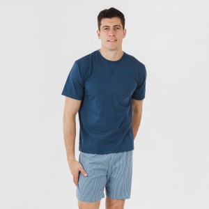 Pijama corto algodón hombre Kristoff azul marino