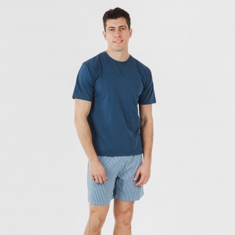 Pijama corto algodón hombre Kristoff azul marino