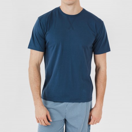 Pijama corto algodón hombre Kristoff azul marino