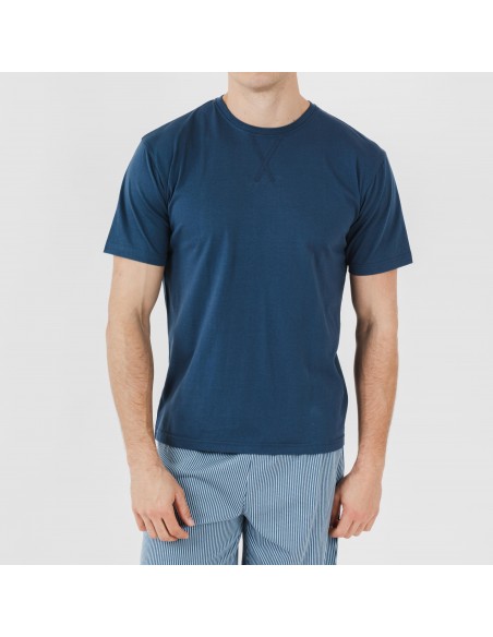 Pijama corto algodón hombre Kristoff azul marino Pijama corto algodón hombre Kristoff azul marino