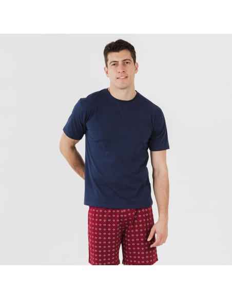Pijama corto algodón hombre Loui azul marino Pijama corto algodón hombre Loui azul marino