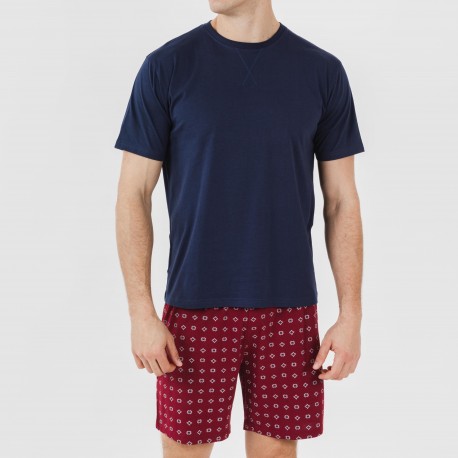 Pijama corto algodón hombre Loui azul marino