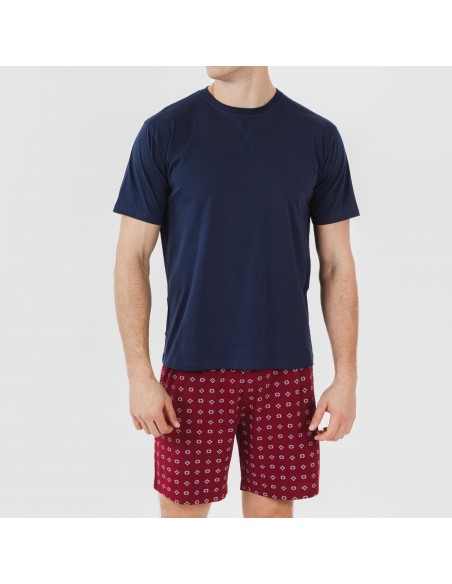Pijama corto algodón hombre Loui azul marino Pijama corto algodón hombre Loui azul marino