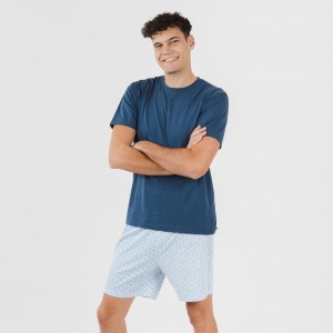 Pijama corto algodón hombre Timon azul