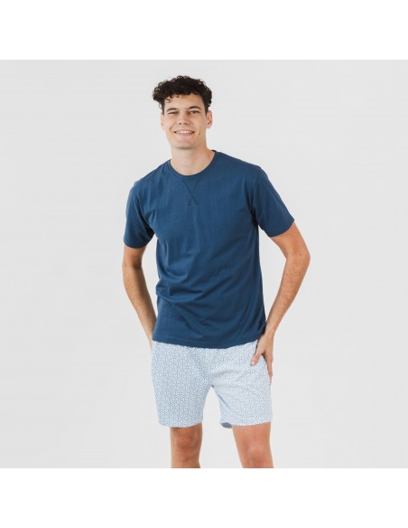 Pijama corto algodón hombre Timon azul Pijama corto algodón hombre Timon azul