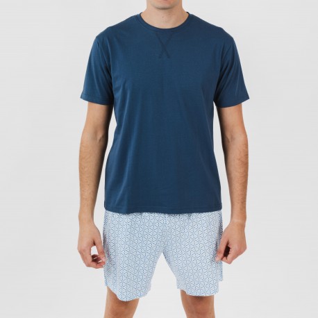 Pijama corto algodón hombre Timon azul