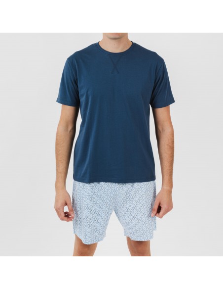 Pijama corto algodón hombre Timon azul Pijama corto algodón hombre Timon azul