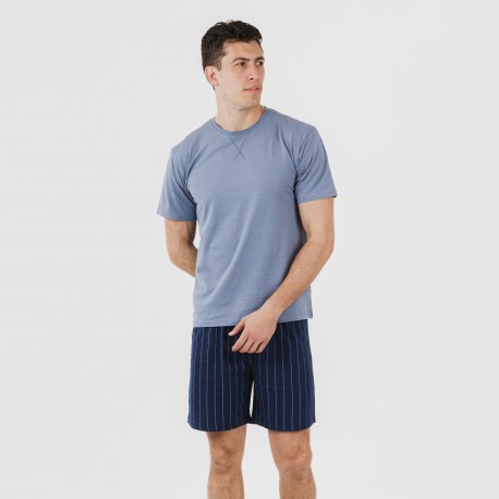 Pijama corto algodón hombre Raya Moritz indigo pijamas-cortos-hombre