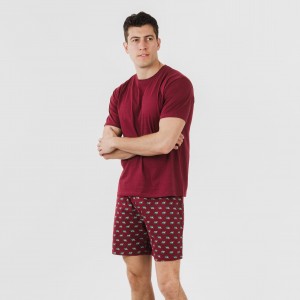 Pijama corto algodón hombre Nino burdeos 2
