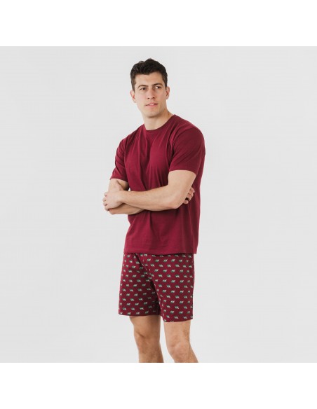 Pijama corto algodón hombre Nino burdeos