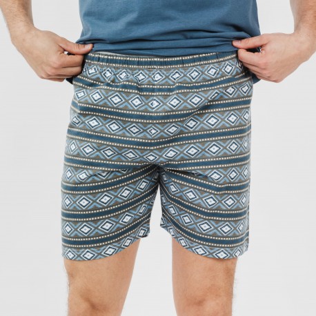 Pijama corto algodón hombre Omega azul