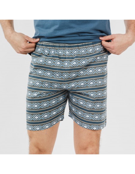 Pijama corto algodón hombre Omega azul Pijama corto algodón hombre Omega azul