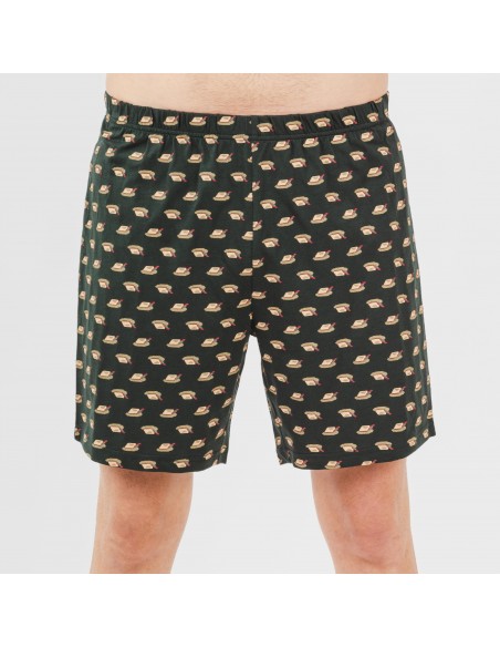 Pijama corto algodón hombre Nino verde botella