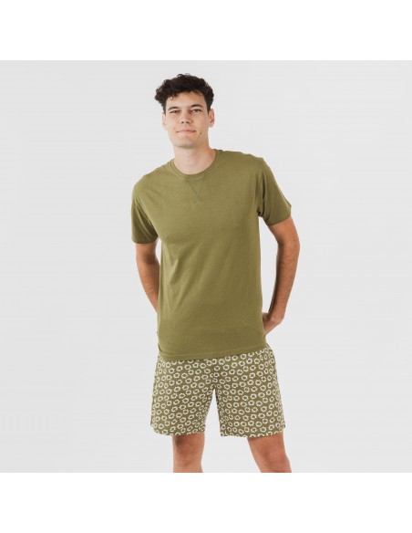 Pijama corto algodón hombre Khalil verde Pijama corto algodón hombre Khalil verde