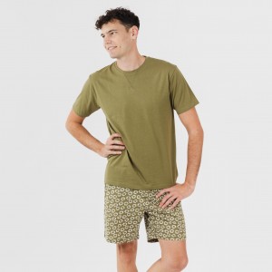 Pijama corto algodón hombre Khalil verde 2
