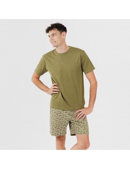 Pijama corto algodón hombre Khalil verde Pijama corto algodón hombre Khalil verde