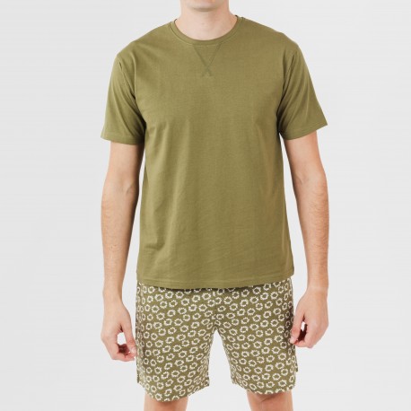 Pijama corto algodón hombre Khalil verde
