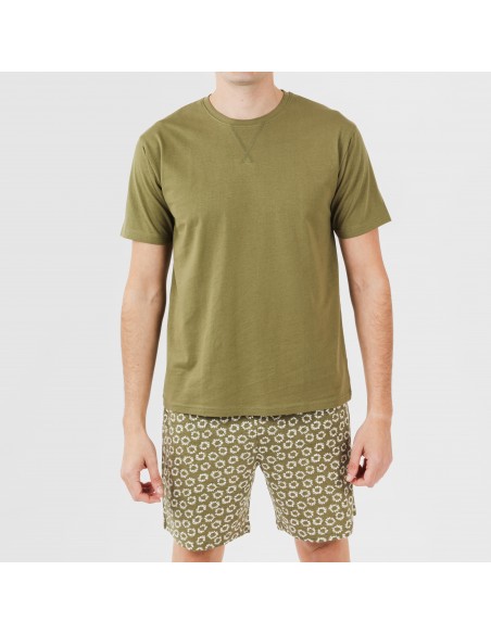 Pijama corto algodón hombre Khalil verde Pijama corto algodón hombre Khalil verde