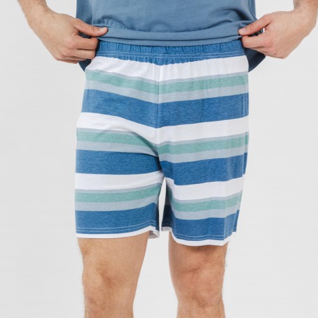 Pijama corto algodón hombre Raya Mark indigo