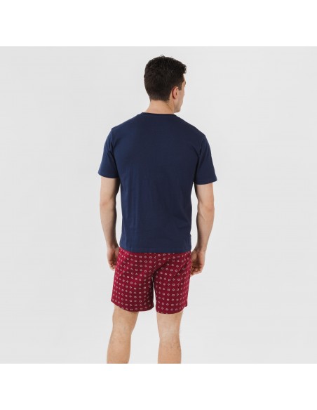 Pijama corto algodón hombre Loui azul marino Pijama corto algodón hombre Loui azul marino