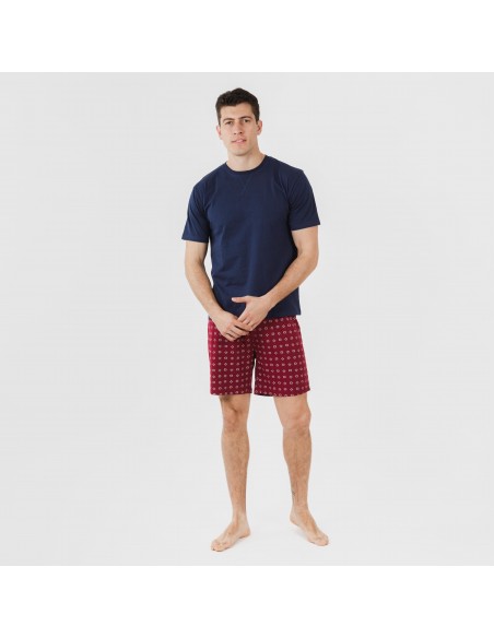 Pijama corto algodón hombre Loui azul marino pijamas-cortos-hombre