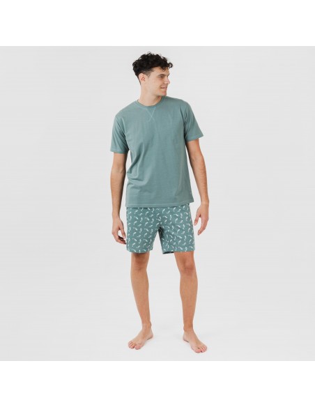 Pijama corto algodón hombre Flip verde pijamas-cortos-hombre
