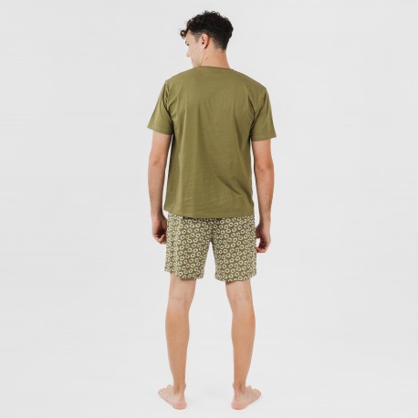 Pijama corto algodón hombre Khalil verde