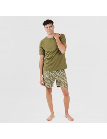 Pijama corto algodón hombre Khalil verde Pijama corto algodón hombre Khalil verde
