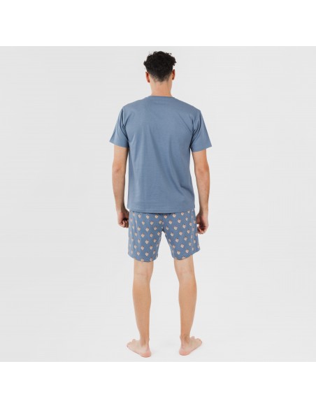 Pijama corto algodón hombre Nassiri azul
