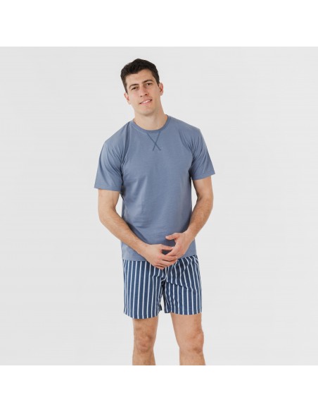 Pijama corto algodón hombre Eliot índigo pijamas-cortos-hombre