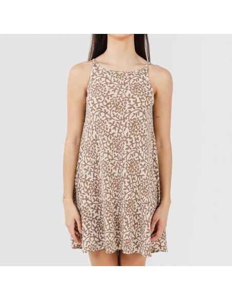 Vestido corto tirantes crepe Meritxell arena Vestido corto tirantes crepe Meritxell arena