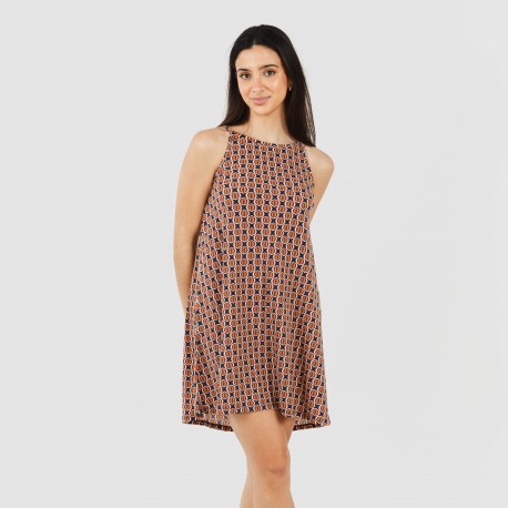 Vestido corto tirantes crepe Olmeca