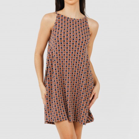 Vestido corto tirantes crepe Olmeca